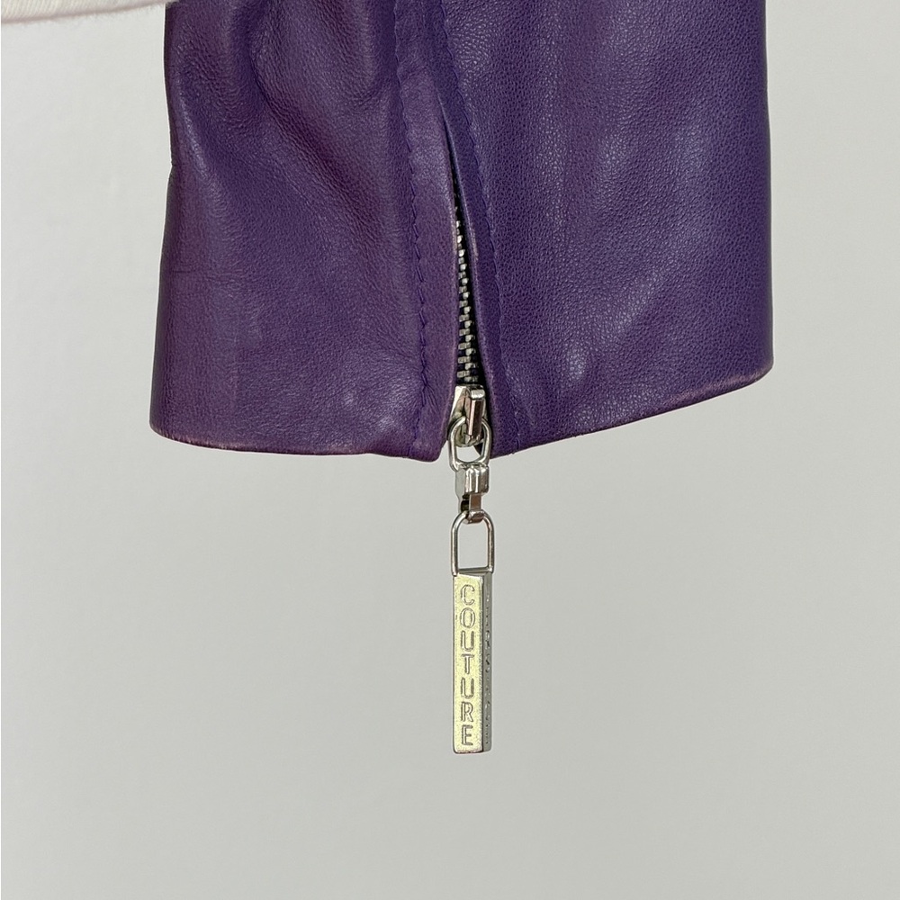 Versace Vintage Y2K Purple Leather Jacket - Picture 6 of 9